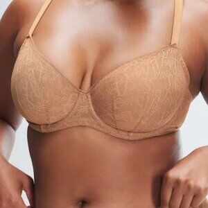 Savage X Fenty Lace Demi Bra 34DD Sweet Latte Nude